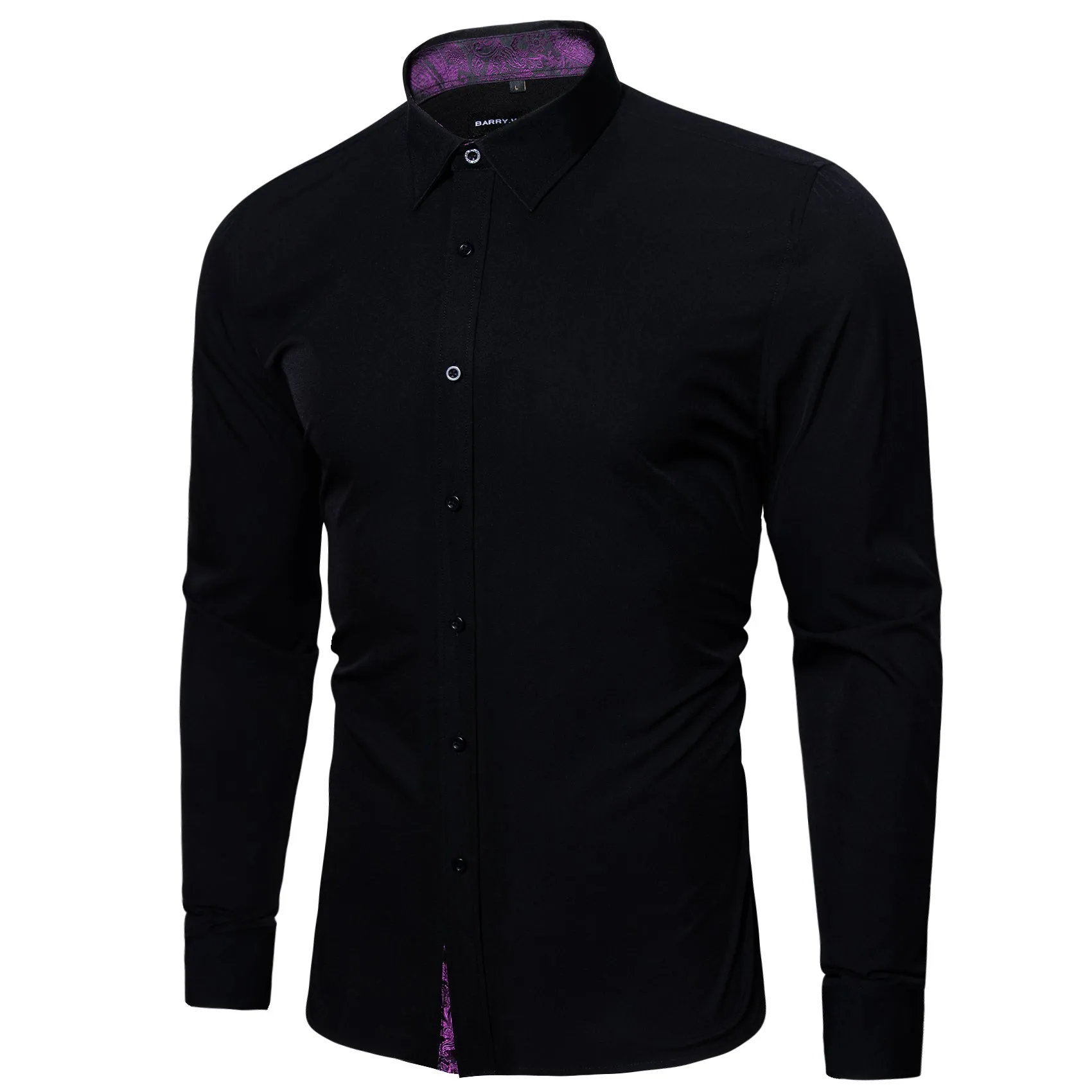 Barry.Wang Mens Dress Shirts Long Sleeve Button Down Regular Fit Black Casual Shirts sold by Barrywang product image thumbnail 2