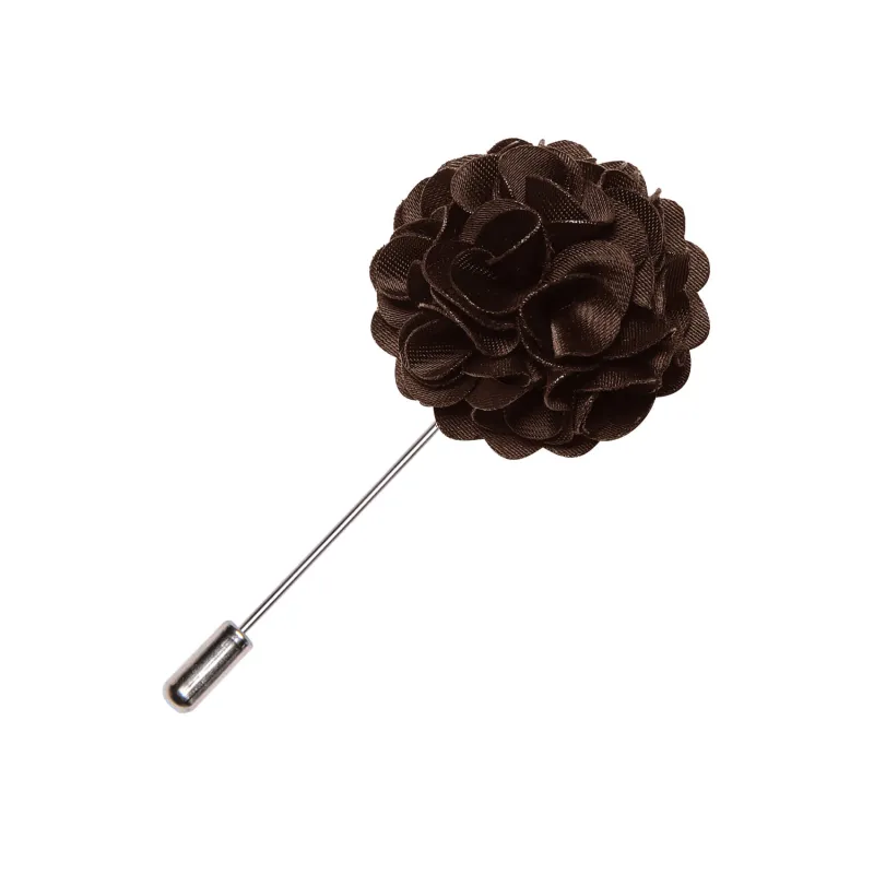Barry. Wang Wedding Brooch Men Fashion Dark Brown Flower Lapel Pin sold by Barrywang