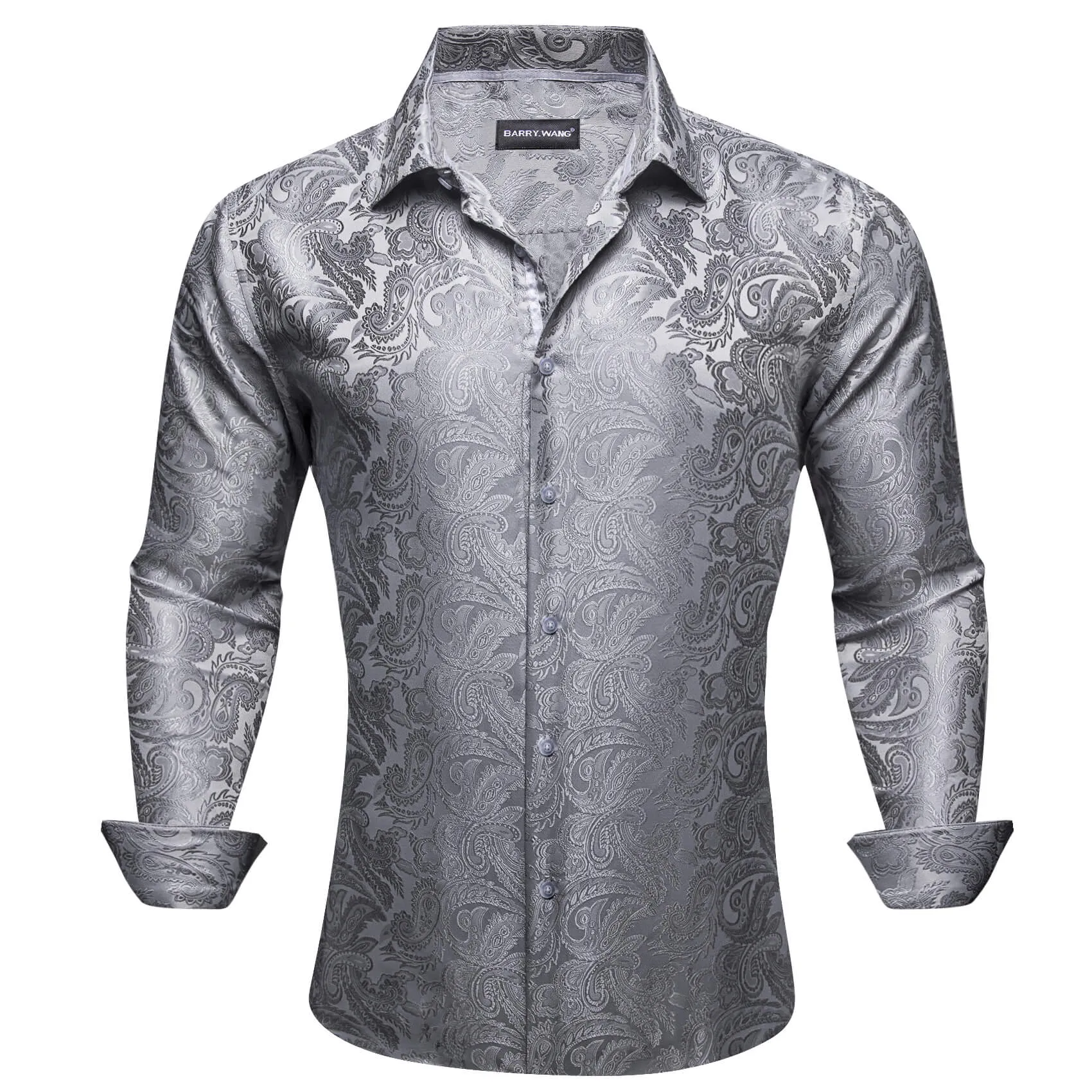 Barry. Wang Mens Silk Shirts Floral Paisley Button Down Dress Shirt for Men Western Cowboy Shirt sold by Barrywang