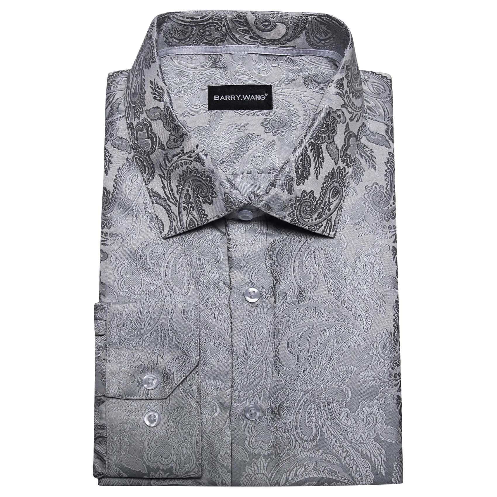 Barry. Wang Mens Silk Shirts Floral Paisley Button Down Dress Shirt for Men Western Cowboy Shirt sold by Barrywang product image thumbnail 3