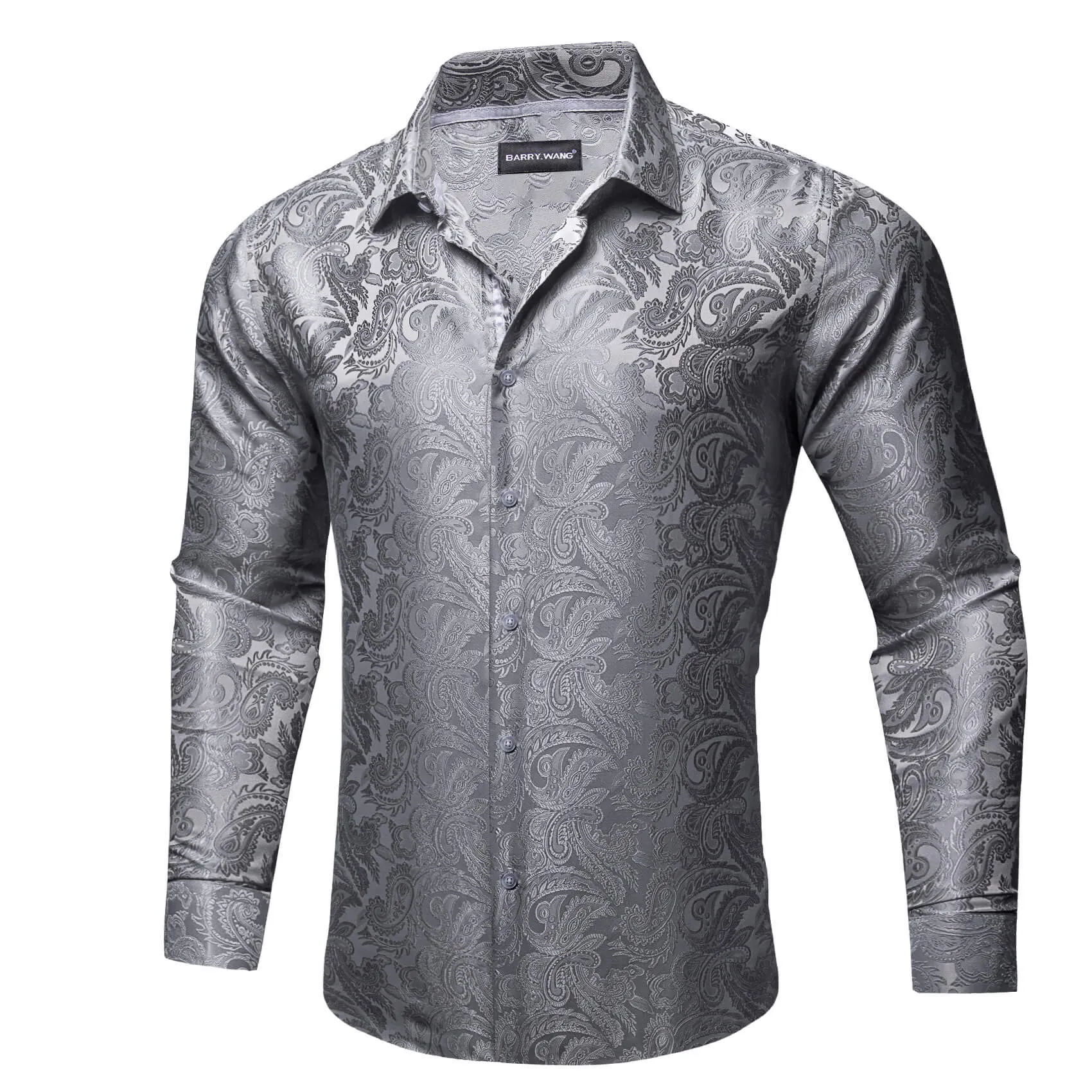 Barry. Wang Mens Silk Shirts Floral Paisley Button Down Dress Shirt for Men Western Cowboy Shirt sold by Barrywang product image thumbnail 2