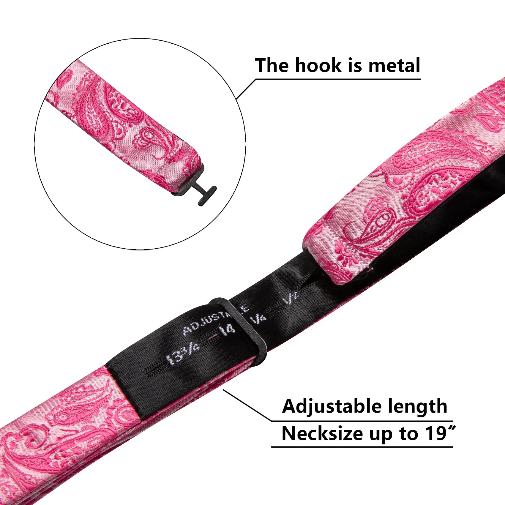 Hot Pink Paisley Silk Bow Tie Hanky Cufflinks Set Flash Sale sold by Barrywang product image thumbnail 4