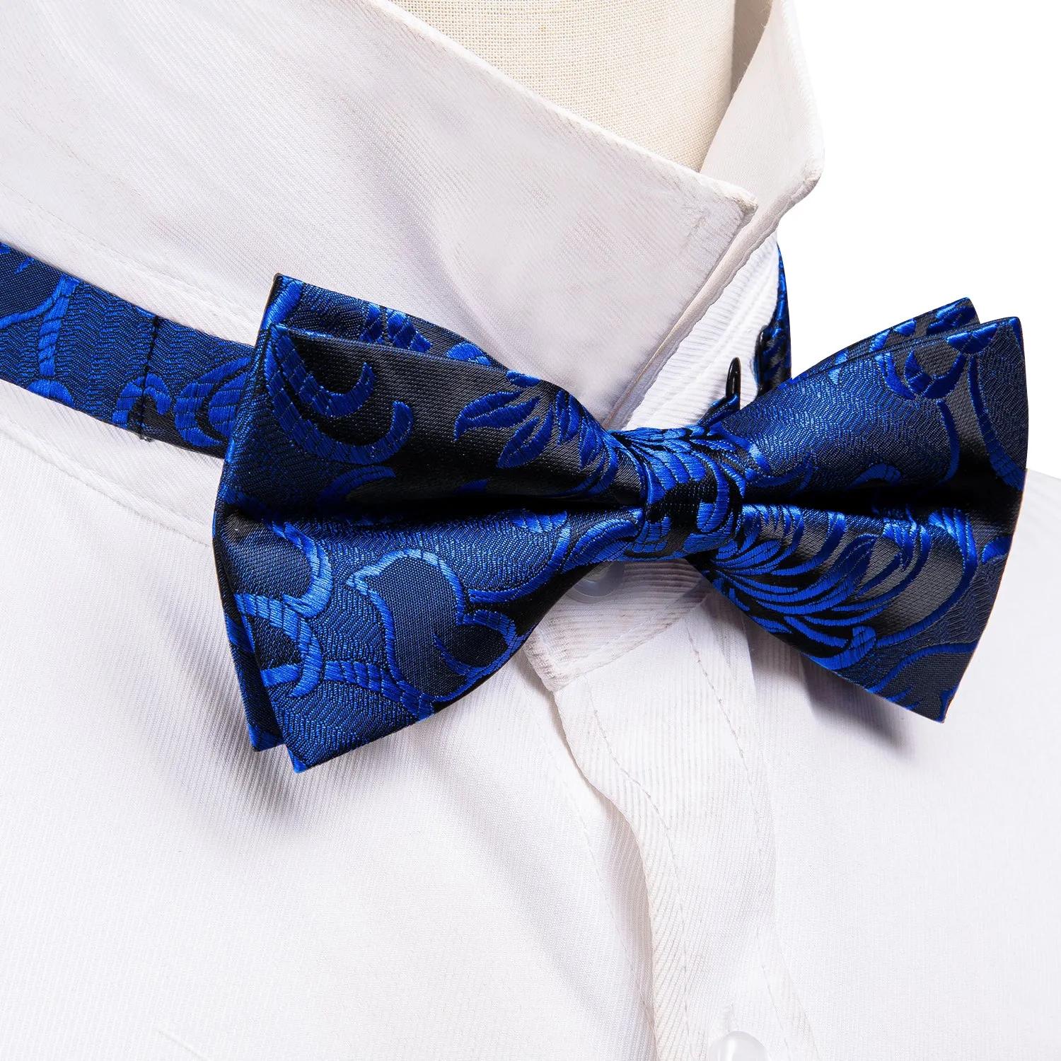 Cobalt Blue Paisley Pre-tied Bow Tie Hanky Cufflinks Set Flash Sale sold by Barrywang product image thumbnail 5