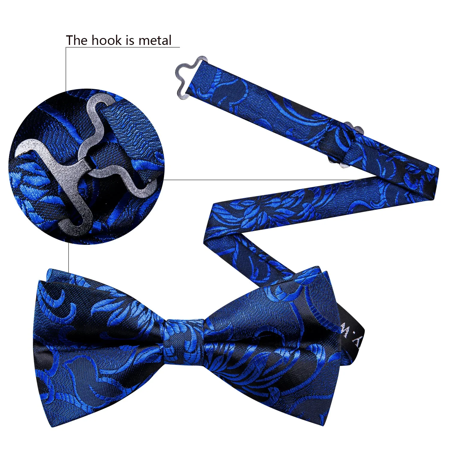 Cobalt Blue Paisley Pre-tied Bow Tie Hanky Cufflinks Set Flash Sale sold by Barrywang product image thumbnail 4