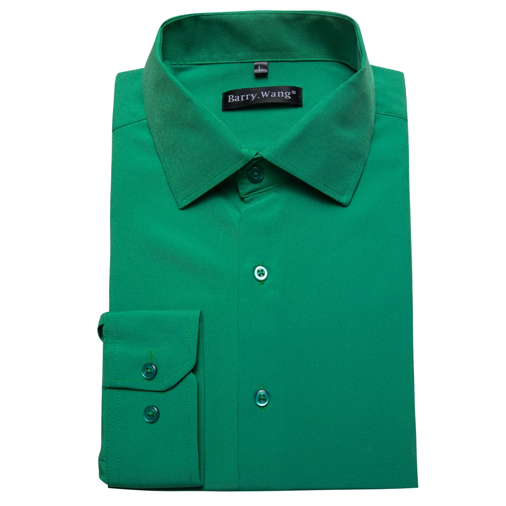 Barry.wang Seagreen Solid Silk Shirt Flash Sale sold by Barrywang product image thumbnail 3