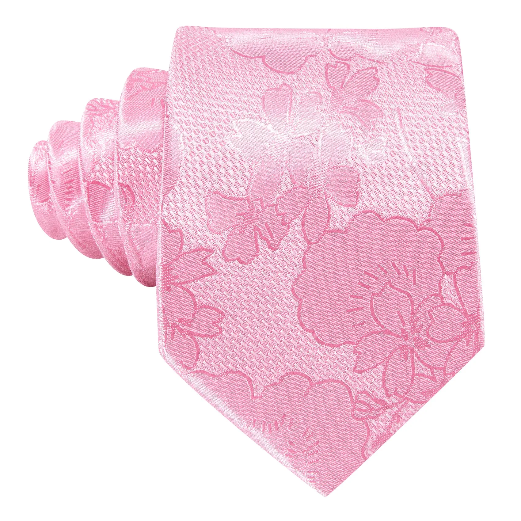 Barry Wang Ties Bright Pink Flower Silk Tie Handkerchief Cufflinks Set Flash Sale sold by Barrywang product image thumbnail 4