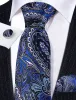 Barry Wang Formal Blue Men Paisley Silk Necktie Hanky Cufflinks Set sold by Barrywang