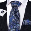 Barry Wang Formal Blue Men Paisley Silk Necktie Hanky Cufflinks Set sold by Barrywang