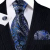 Barry Wang Formal Blue Men Paisley Silk Necktie Hanky Cufflinks Set sold by Barrywang