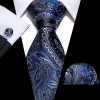 Barry Wang Formal Blue Men Paisley Silk Necktie Hanky Cufflinks Set sold by Barrywang