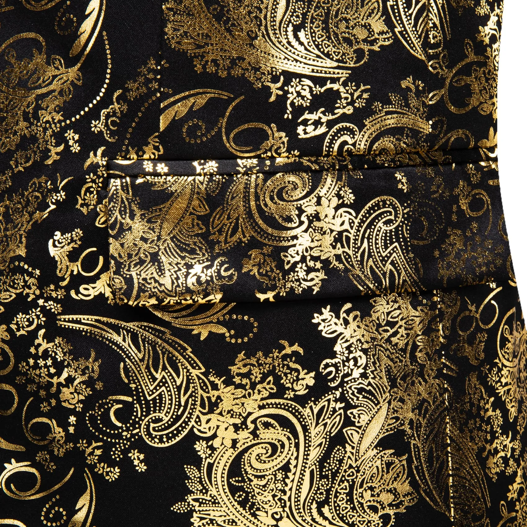 Barry. Wang Men's Blazer Black Notched Lapel Gold Paisley Suit Top sold by Barrywang product image thumbnail 3