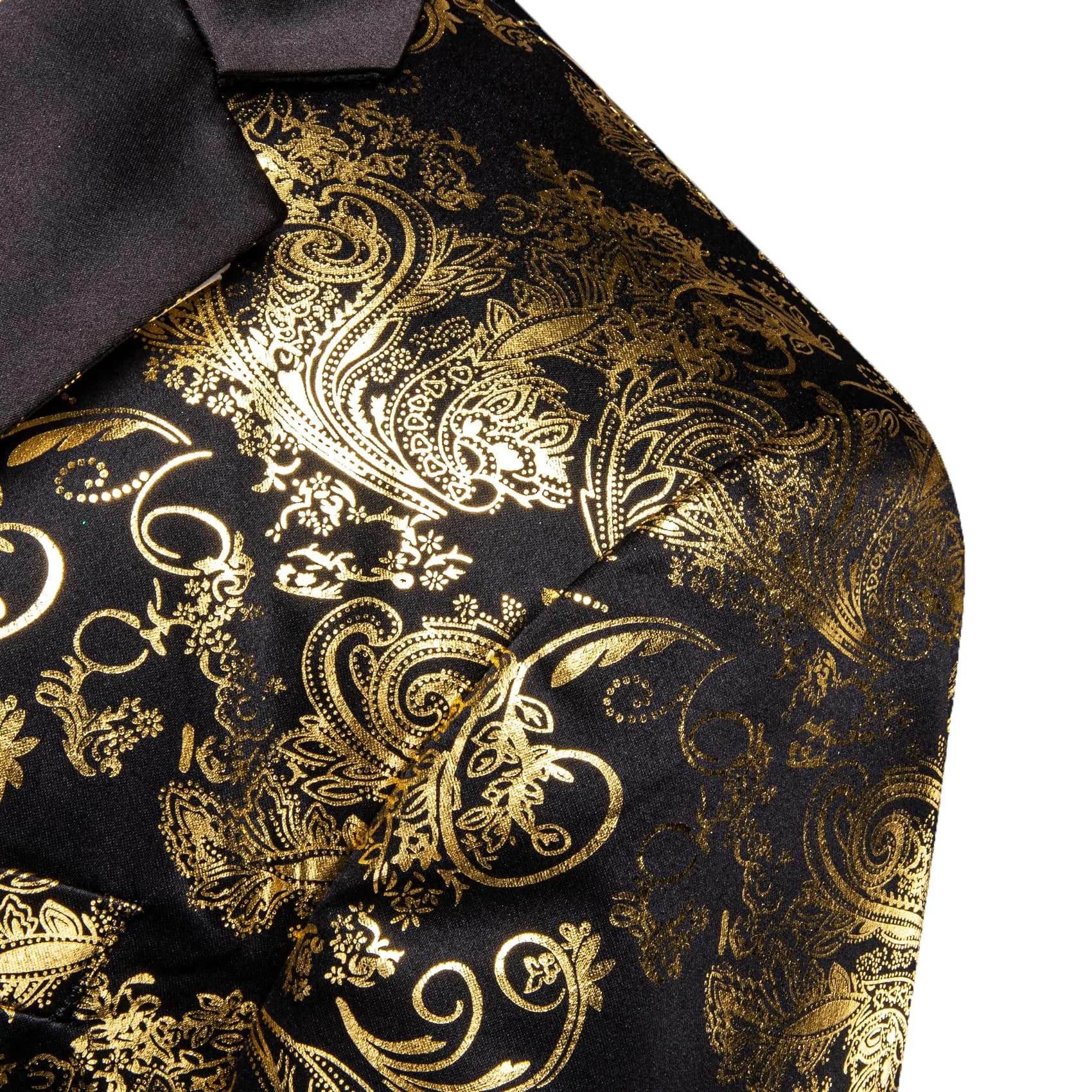 Barry. Wang Men's Blazer Black Notched Lapel Gold Paisley Suit Top sold by Barrywang product image thumbnail 4