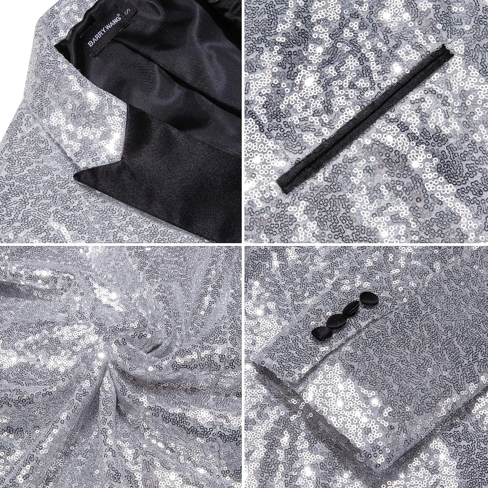 Barry. Wang Wedding Suit Silver Shining Coat sold by Barrywang product image thumbnail 5