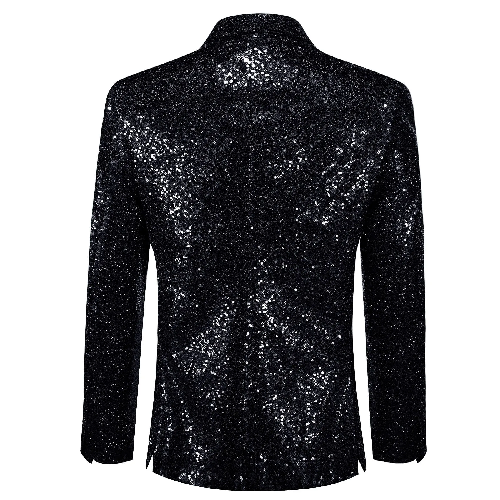 Barry. Wang Mens Black Shining Sequin Suit Blazer Wedding Party Prom Tailcoat sold by Barrywang product image thumbnail 4