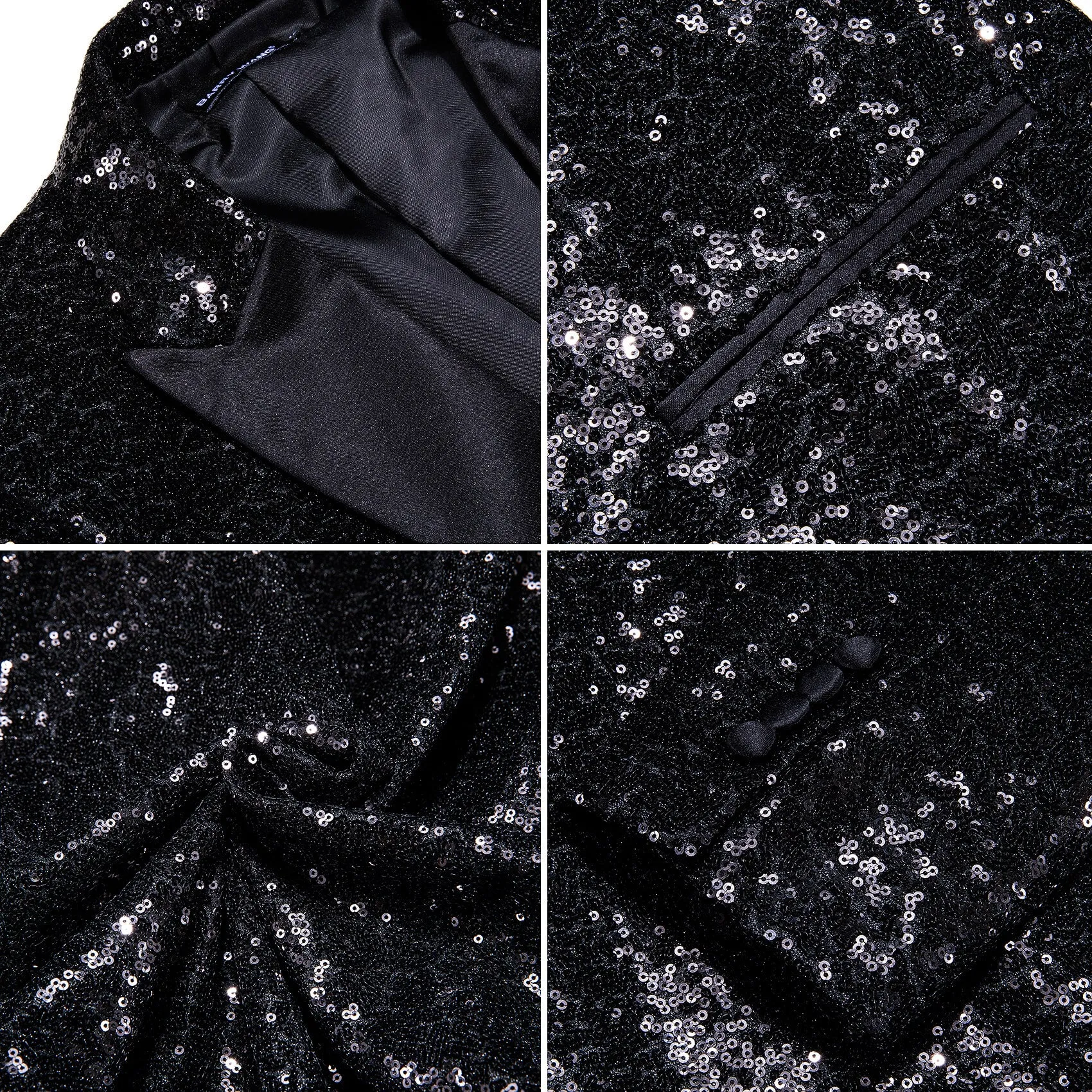 Barry. Wang Mens Black Shining Sequin Suit Blazer Wedding Party Prom Tailcoat sold by Barrywang product image thumbnail 5