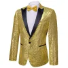 Barry Wang Men's Sequins Suit Shiny Gold Jacket Party Tuxedo Prom Festival Costume sold by Barrywang