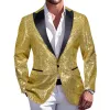 Barry Wang Men's Sequins Suit Shiny Gold Jacket Party Tuxedo Prom Festival Costume sold by Barrywang
