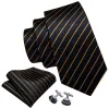 Barry Wang VIP Exclusive Gold Stripe Black Formal Tie Pocket Square Cufflinks Set sold by Barrywang