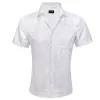 Barry. Wang White Paisley Jacquard Short Sleeve Button Down Shirt for Men sold by Barrywang