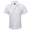 Barry. Wang White Paisley Jacquard Short Sleeve Button Down Shirt for Men sold by Barrywang