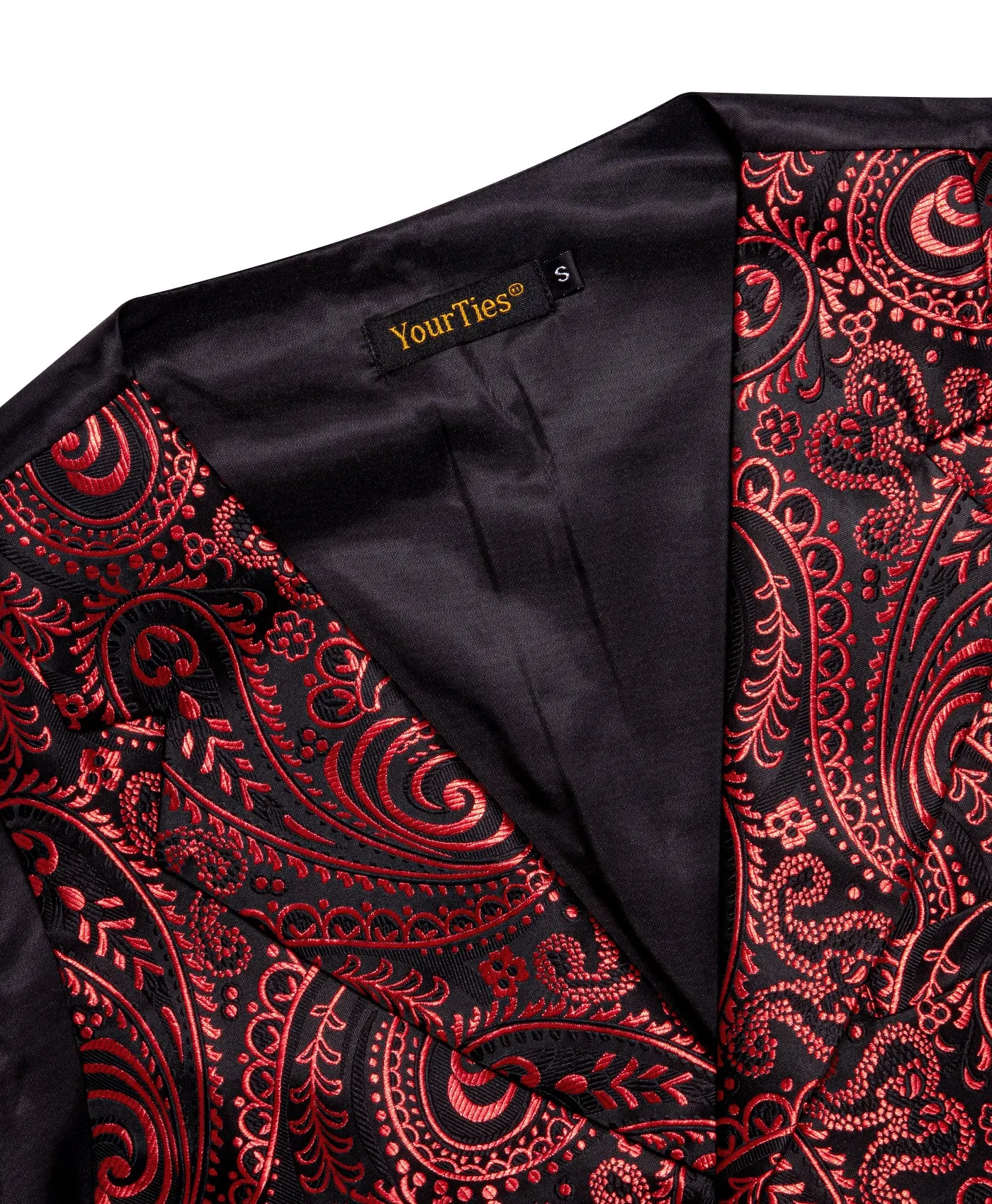 Barry. Wang Men's Dark Rust Paisley Notched Collar Silk Vest Necktie Hanky Cufflinks Clip Set sold by Barrywang product image thumbnail 5