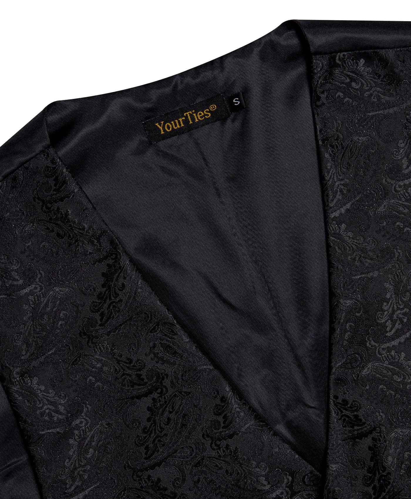 Barry. Wang Men's Black Paisley V-Neck Silk Vest Necktie Hanky Cufflinks Clip Set sold by Barrywang product image thumbnail 5