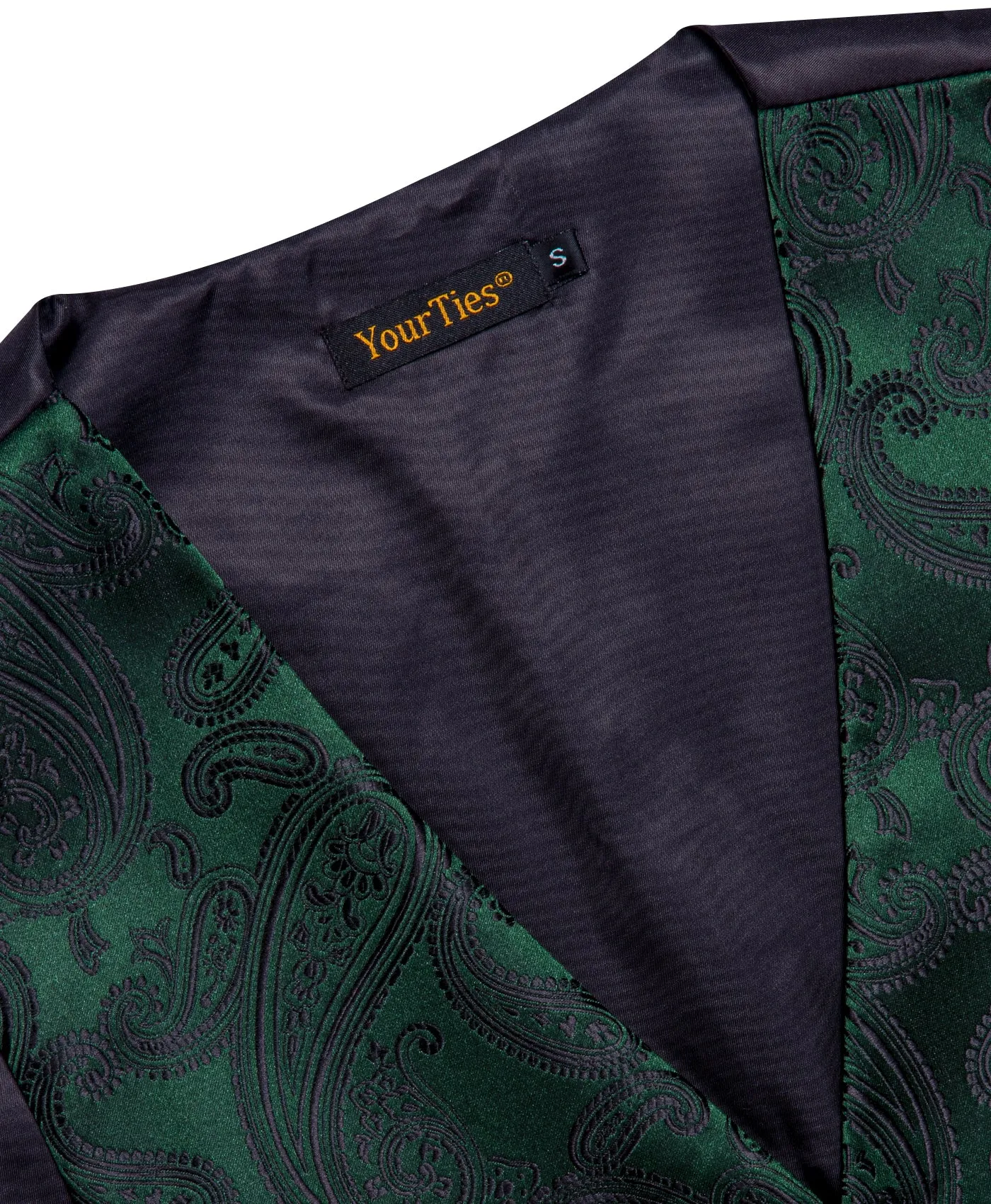 Barry. Wang Men's Forest Green Paisley V-Neck Silk Vest Necktie Hanky Cufflinks Clip Set sold by Barrywang product image thumbnail 5