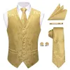 Barry. Wang Men's Golden Paisley V-Neck Silk Vest Necktie Hanky Cufflinks Clip Set sold by Barrywang