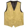 Barry. Wang Men's Golden Paisley V-Neck Silk Vest Necktie Hanky Cufflinks Clip Set sold by Barrywang