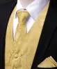 Barry. Wang Men's Golden Paisley V-Neck Silk Vest Necktie Hanky Cufflinks Clip Set sold by Barrywang