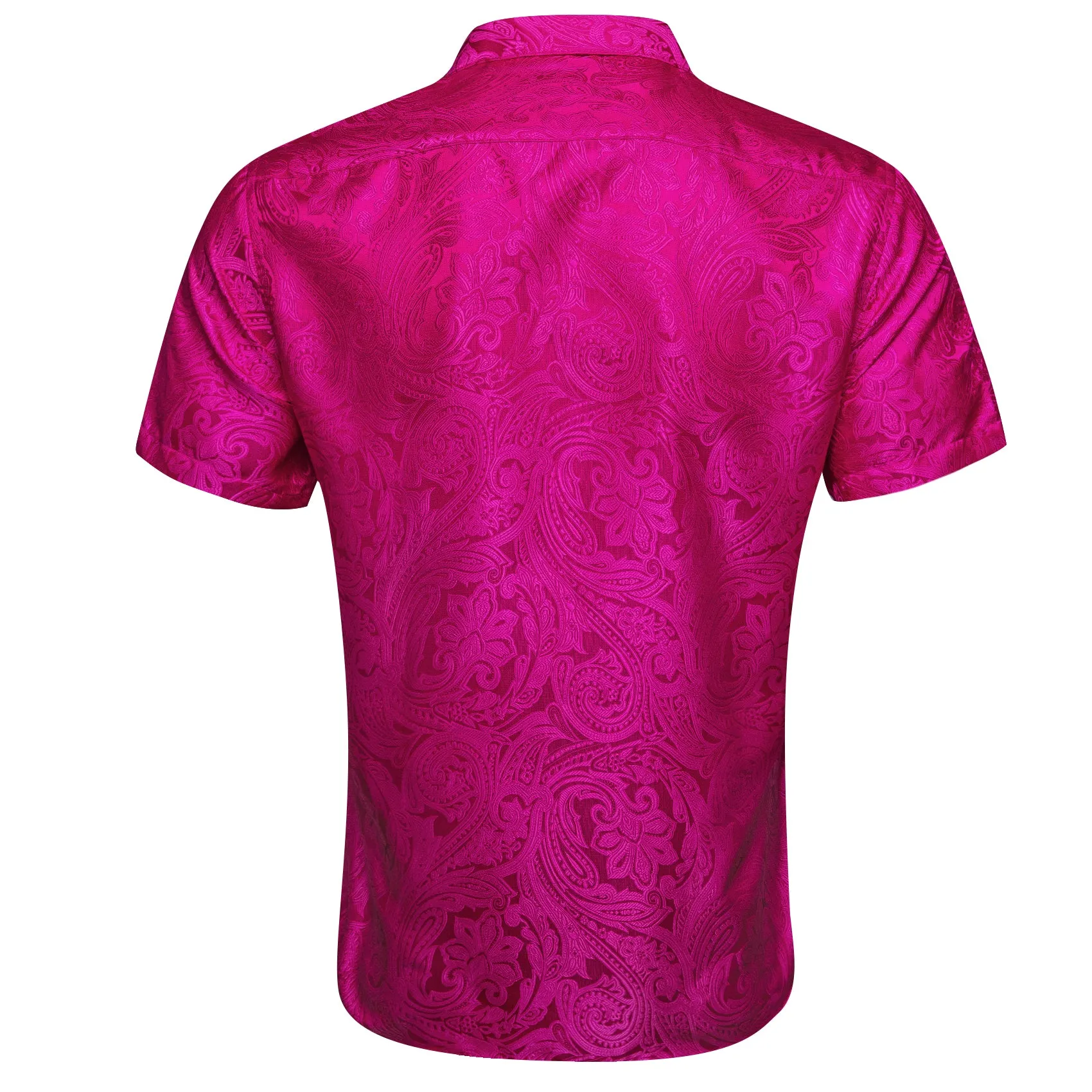 Barry. Wang Magenta Paisley Jacquard Short Sleeve Button Up Shirt for Men sold by Barrywang product image thumbnail 4