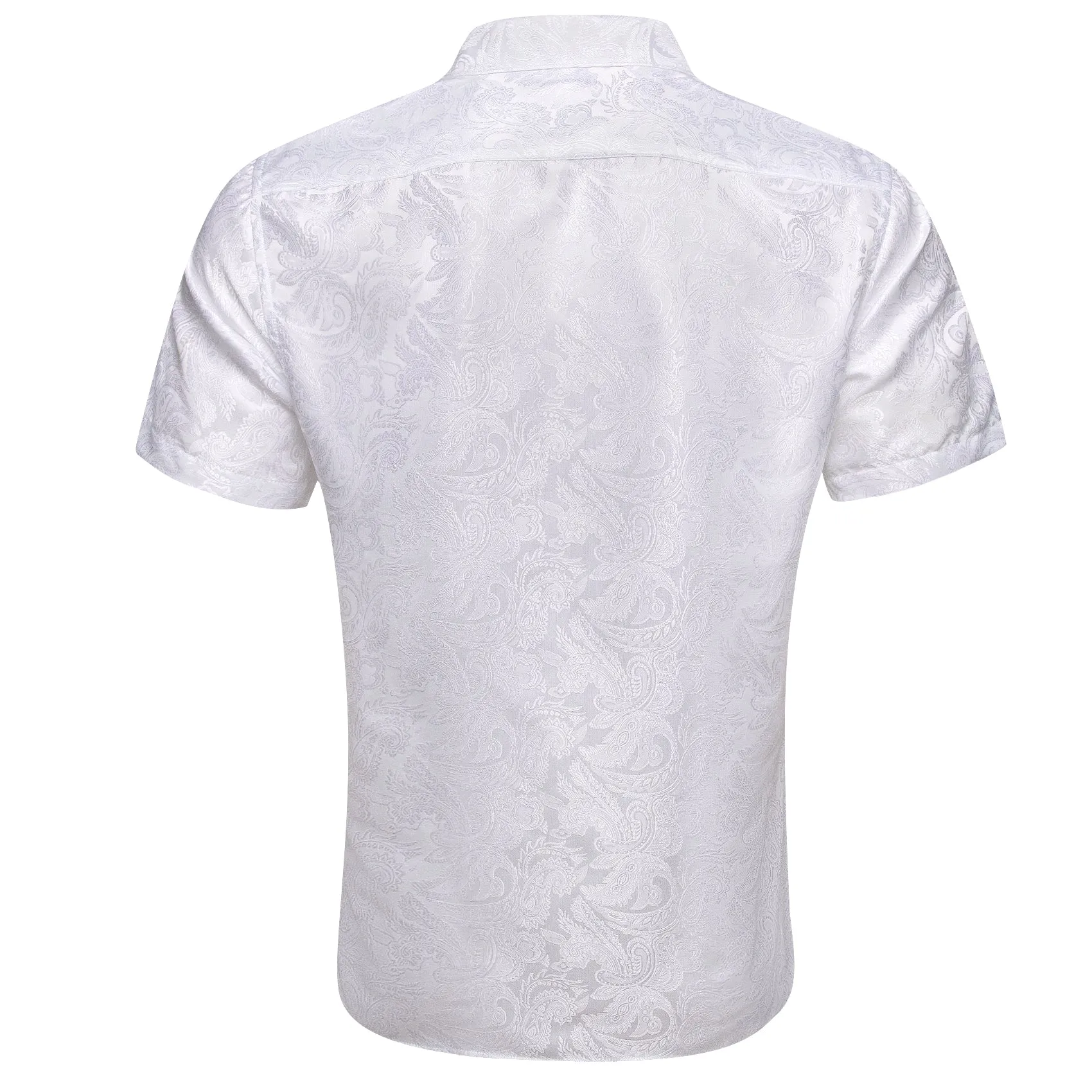 Barry. Wang White Paisley Jacquard Short Sleeve Button Up Shirt for Men sold by Barrywang product image thumbnail 4