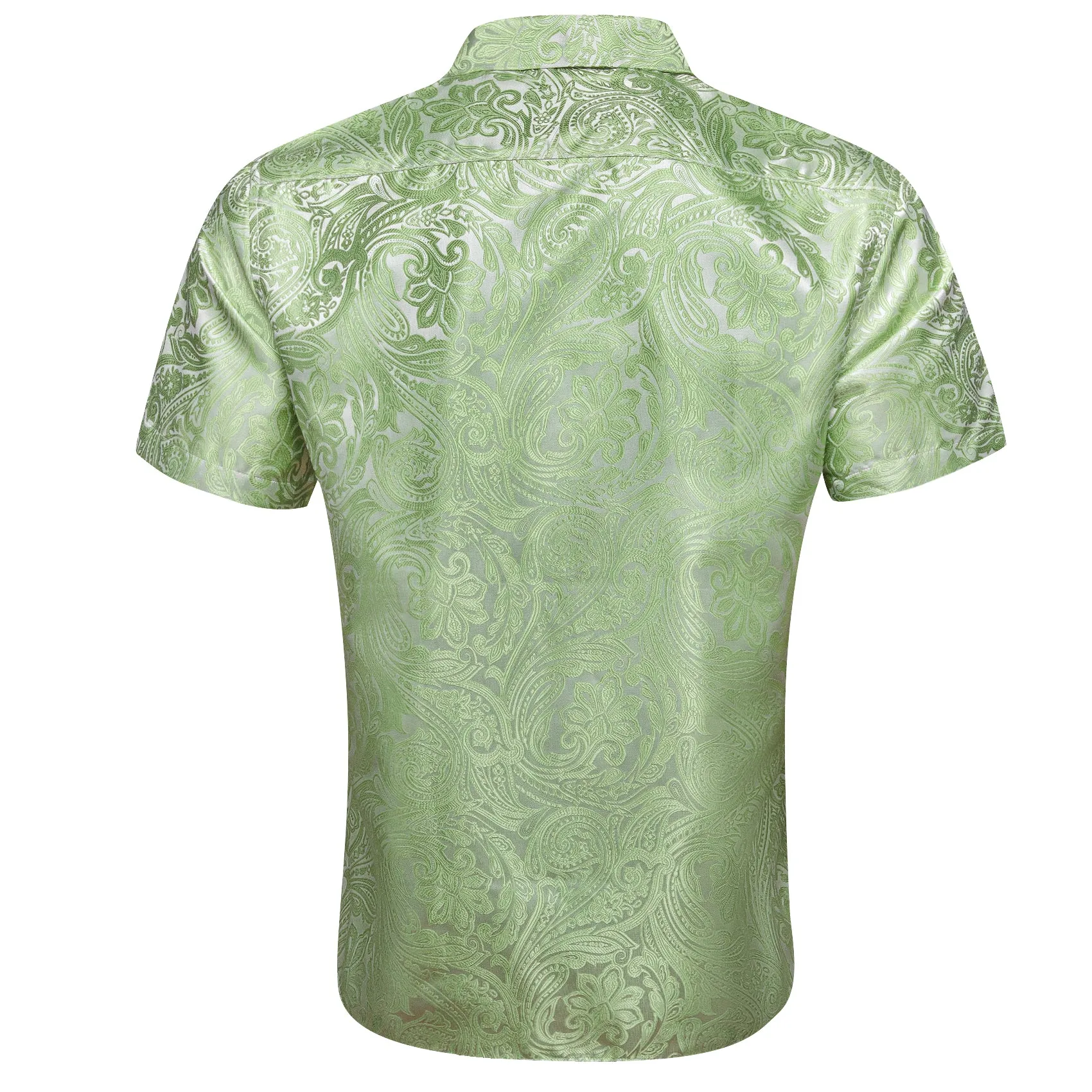 Barry. Wang Moss Green Paisley Jacquard Short Sleeve Button Up Shirt for Men sold by Barrywang product image thumbnail 4