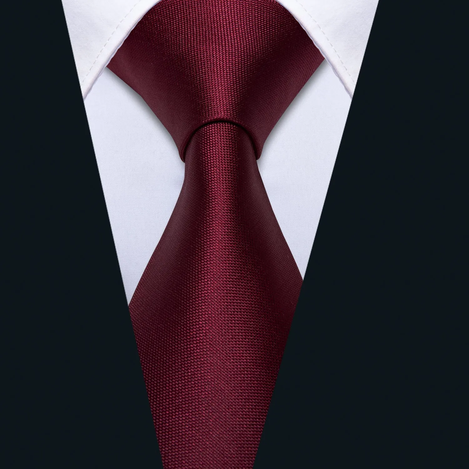 Barry. Wang Mens Burgundy Tie Solid silk Necktie Pocket Square Cufflinks Set for Party sold by Barrywang product image thumbnail 2