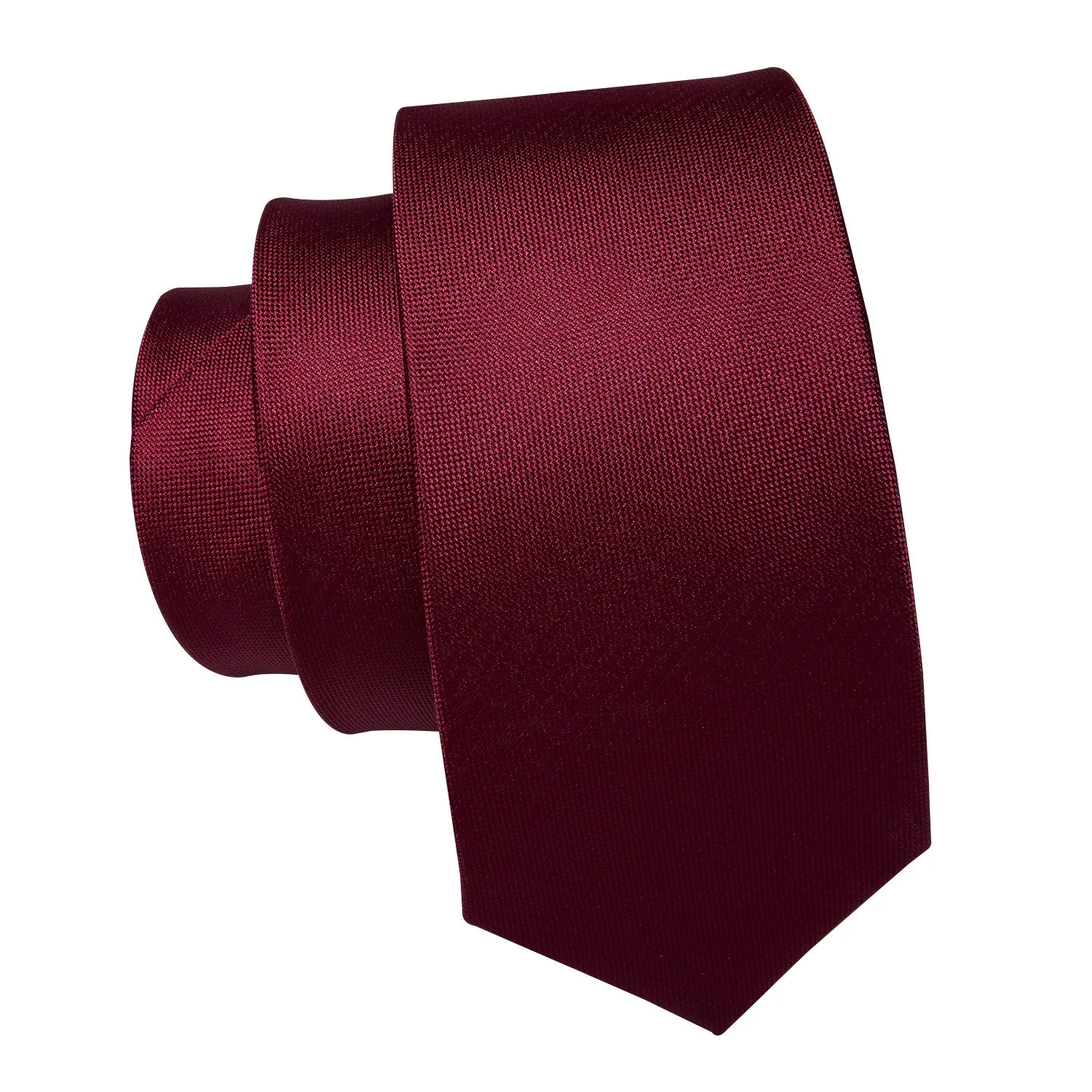 Barry. Wang Mens Burgundy Tie Solid silk Necktie Pocket Square Cufflinks Set for Party sold by Barrywang product image thumbnail 5