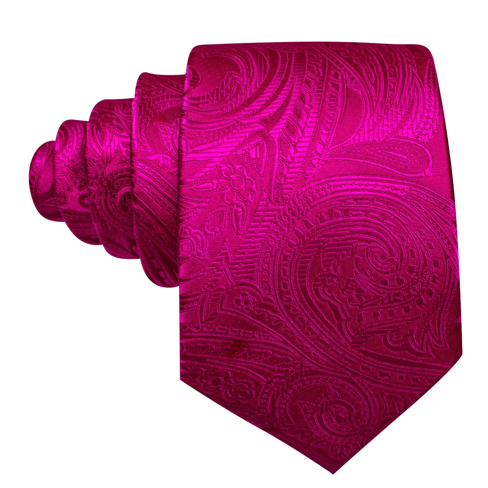 Barry. Wang Mens Tie Paisley Fuchsia Pink Silk Men's Tie Hanky Cufflinks Set sold by Barrywang product image thumbnail 4