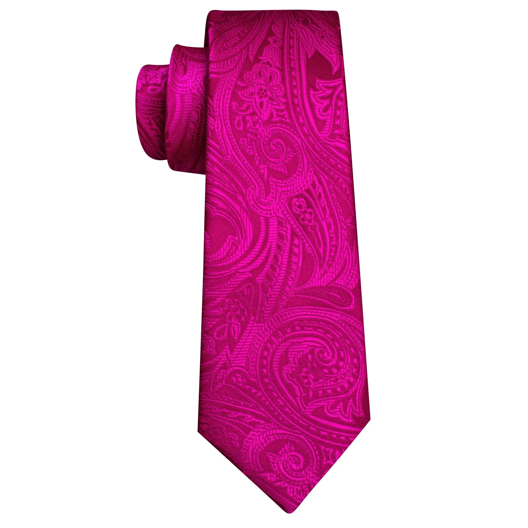 Barry. Wang Mens Tie Paisley Fuchsia Pink Silk Men's Tie Hanky Cufflinks Set sold by Barrywang product image thumbnail 5