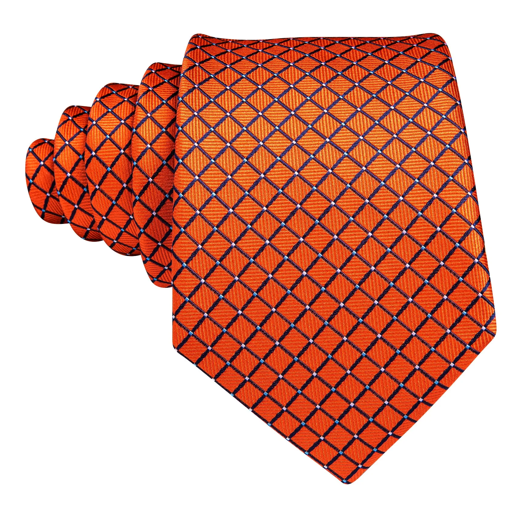 Barry. Wang Mens Burnt Orange Necktie Silk Plaid Tie Handkerchief Cufflinks Set for Men Business sold by Barrywang product image thumbnail 3