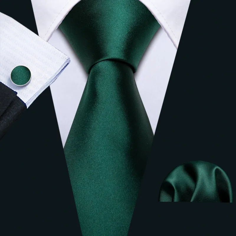 Barry. Wang Emerald Green Necktie Silk Men's Solid Stain Tie Pocket Square Cufflinks Set for Wedding sold by Barrywang