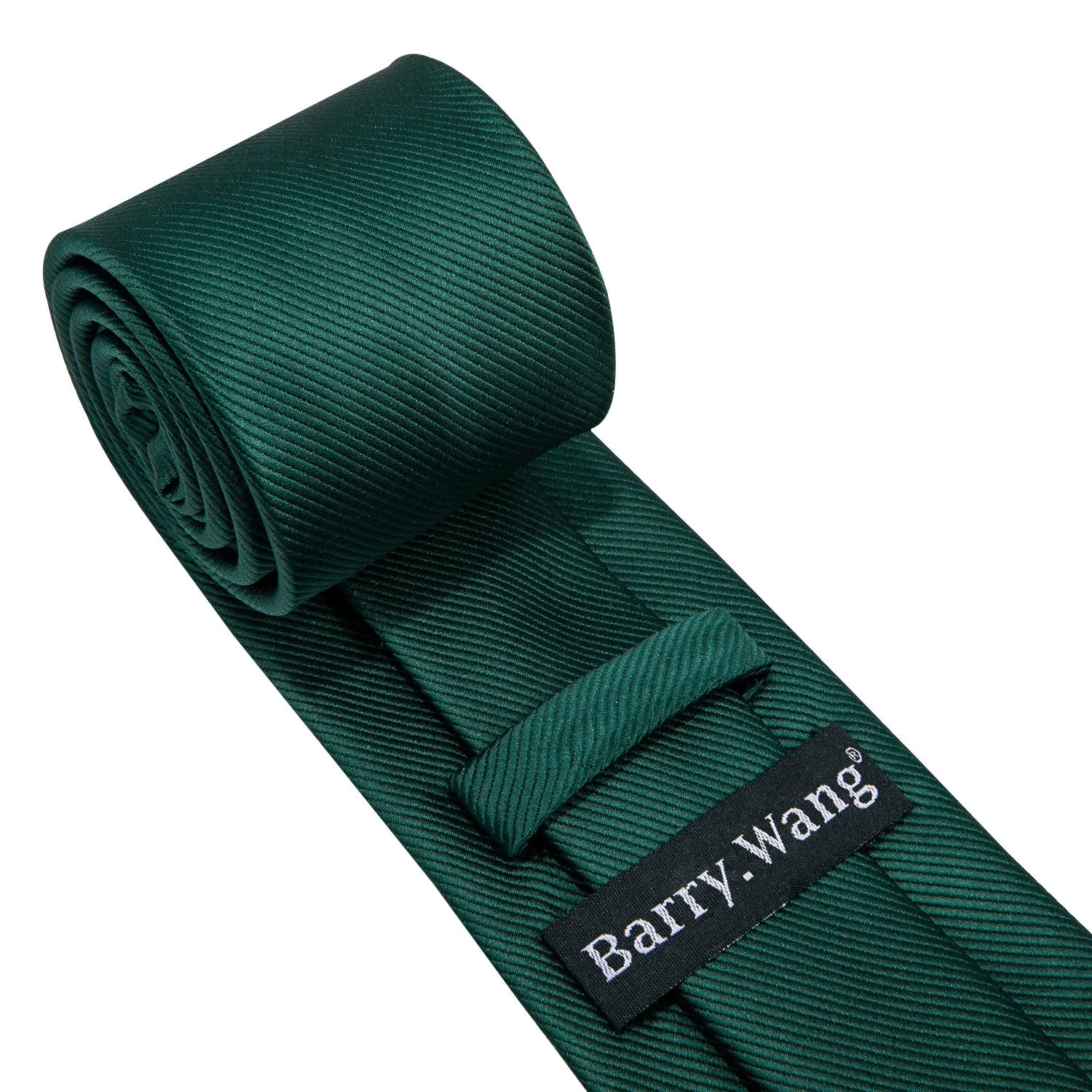 Barry. Wang Hunter Green Tie Solid Men's Silk Necktie Pocket Square Cufflinks Set for Wedding sold by Barrywang product image thumbnail 4