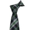 Barry. Wang Mens Black Tie Green White Plaid Necktie Pocket Square Cufflinks Set for Business sold by Barrywang