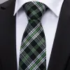 Barry. Wang Mens Black Tie Green White Plaid Necktie Pocket Square Cufflinks Set for Business sold by Barrywang