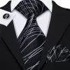 Barry. Wang Silk Black Tie White Line Novelty Silk Necktie Hanky Cufflinks Set for Men Business sold by Barrywang