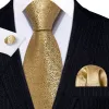 Barry. Wang Mens Golden Tie Solid Silk Necktie Pocket Square Cufflinks Set Wedding sold by Barrywang