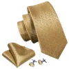 Barry. Wang Mens Golden Tie Solid Silk Necktie Pocket Square Cufflinks Set Wedding sold by Barrywang