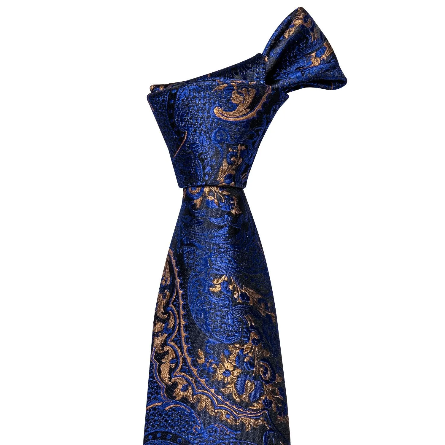 Barry. Wang Mens Paisley Tie Silk Navy Blue Necktie Hanky Cufflinks Set for Men Formal sold by Barrywang product image thumbnail 5