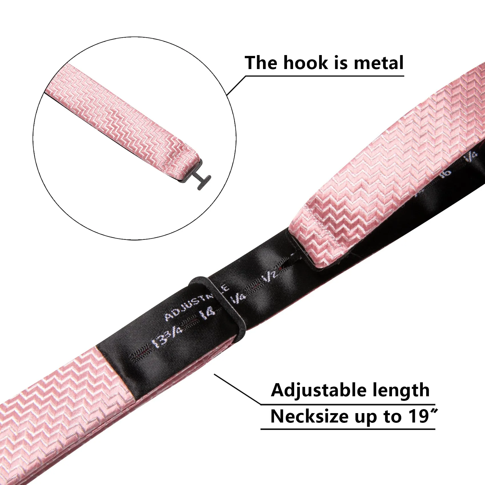 Barry. Wang Pink White Striped Silk Bow Tie Hanky Cufflinks Set sold by Barrywang product image thumbnail 5