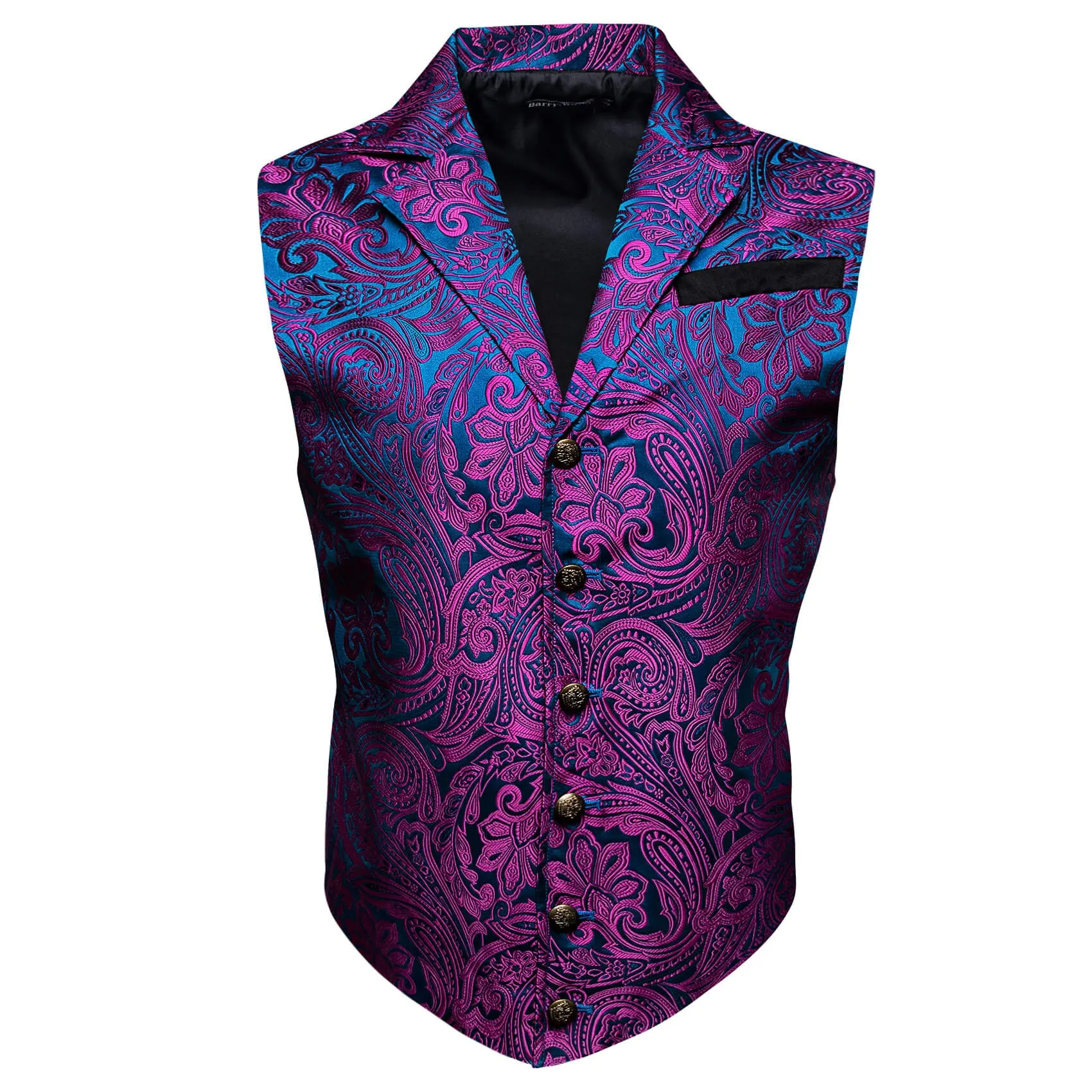 Barry. Wang Mens Purple Victorian Vest Steampunk Gothic Paisley Tailored Collar Waistcoat For Tuxedo Wedding Party Business sold by Barrywang product image thumbnail 3