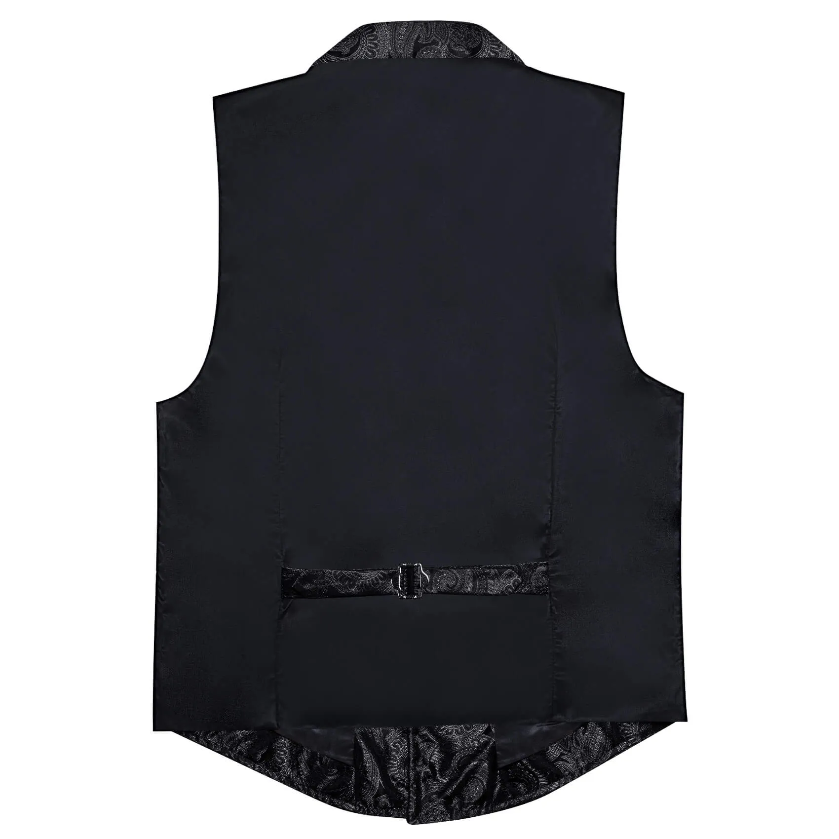 Barry. Wang Mens Victorian Vest Steampunk Gothic Black Paisley Tailored Collar Waistcoat For Tuxedo Wedding Party Business sold by Barrywang product image thumbnail 4