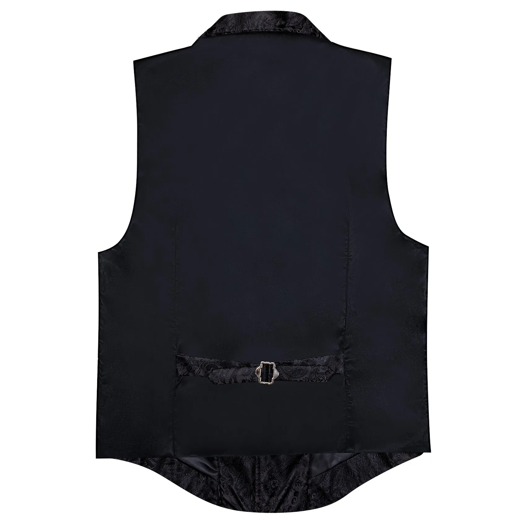 Barry. Wang Mens Black Victorian Vest Steampunk Gothic Paisley Tailored Collar Waistcoat For Tuxedo Wedding Party Business sold by Barrywang product image thumbnail 4